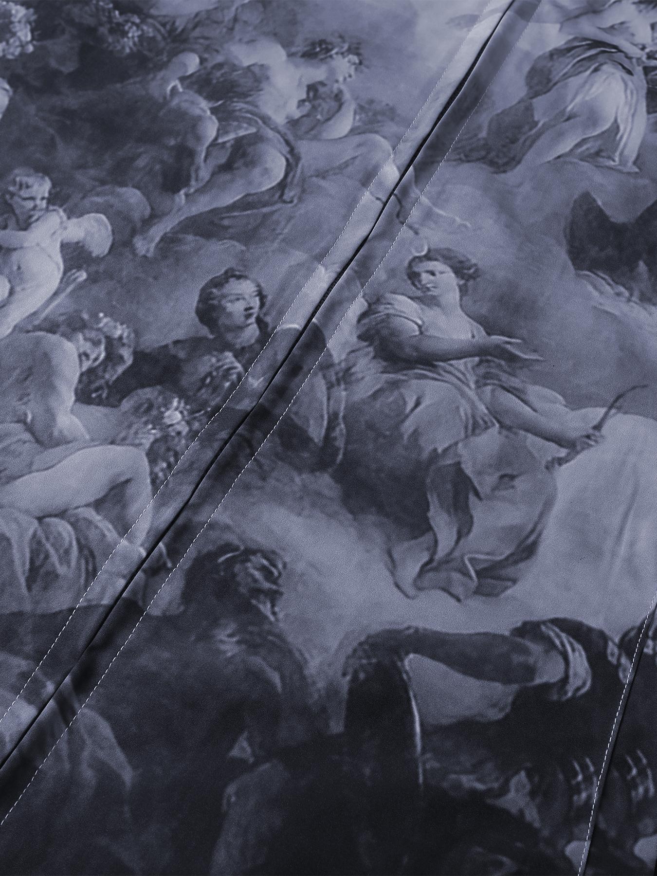 Men's Printed Long Sleeve Jacket with Artistic Patterns, Unique Retro Style Collar + Zipper Design, Trendy & Vintage Fashion Outerwear Coats, Menswear