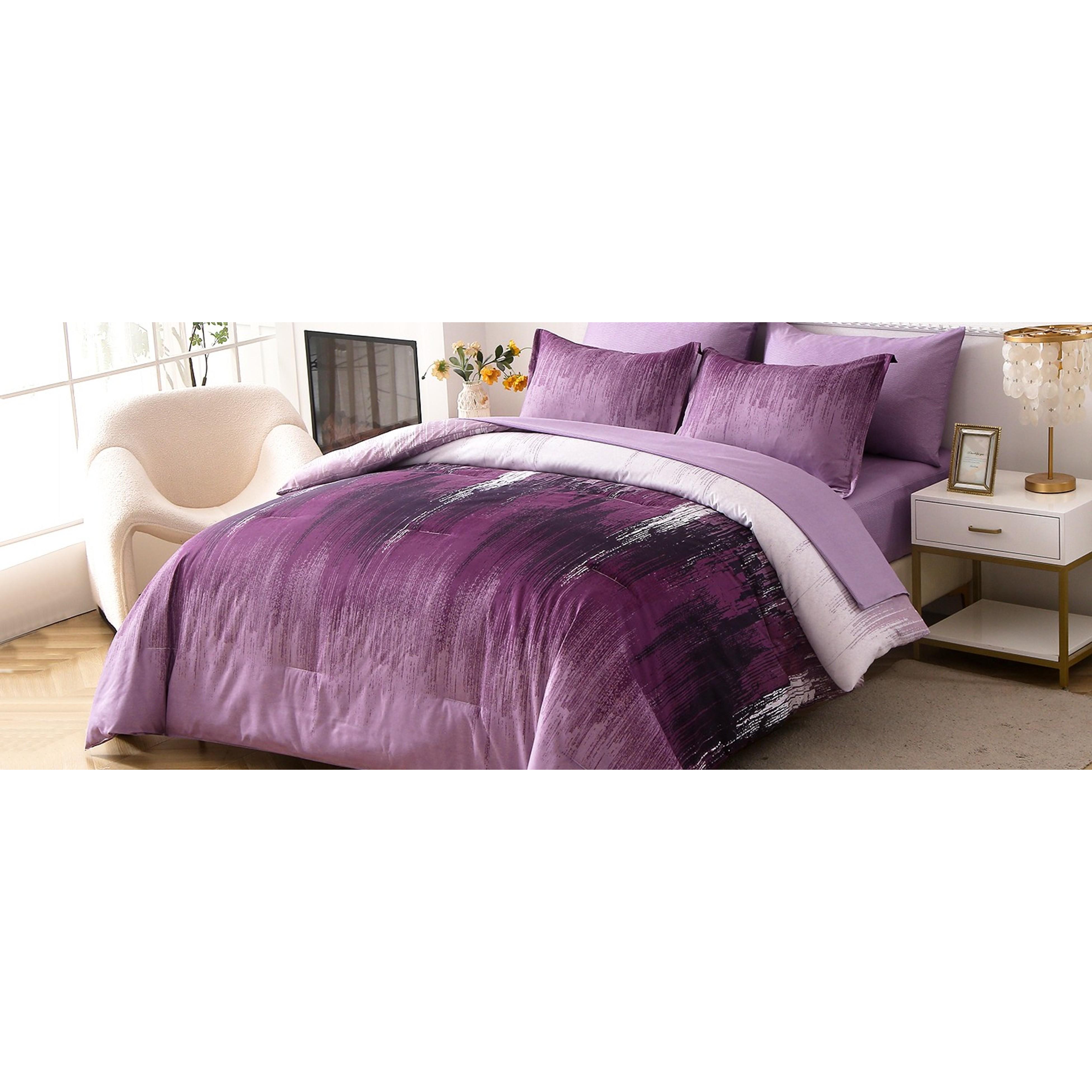 Comforter Set Queen, Burnt Orange 7 Pieces Bed in a Bag Abstract Gradient Terracotta Bedding Set with Comforter, Flat Sheet, Fitted Sheet, Pillow Shams, Pillowcases
