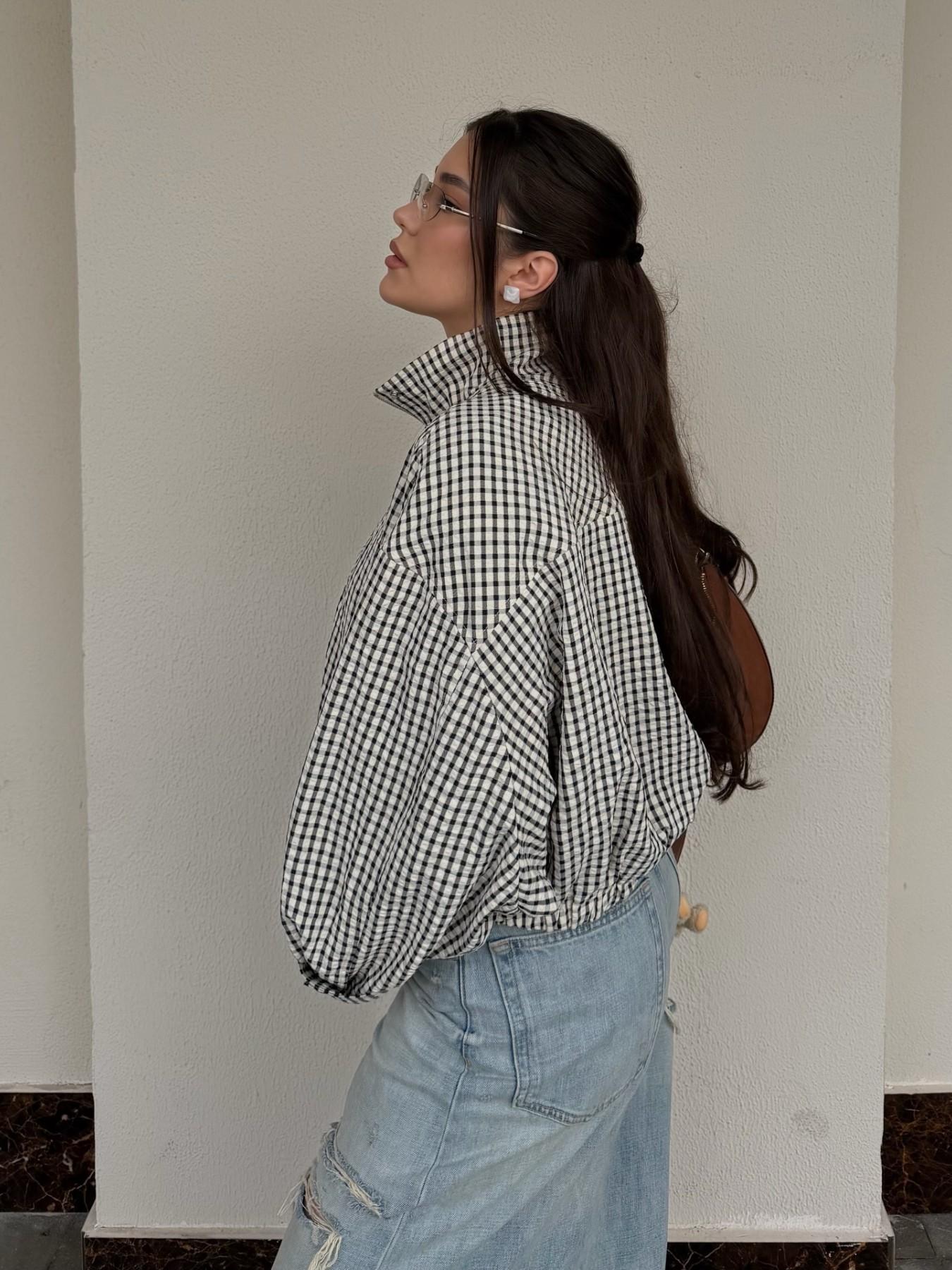 Women's Plaid Cropped Oversized Casual Long Sleeve Bomber Jacket, Streetwear, Loose Lightweight Outerwear for Spring and Autumn