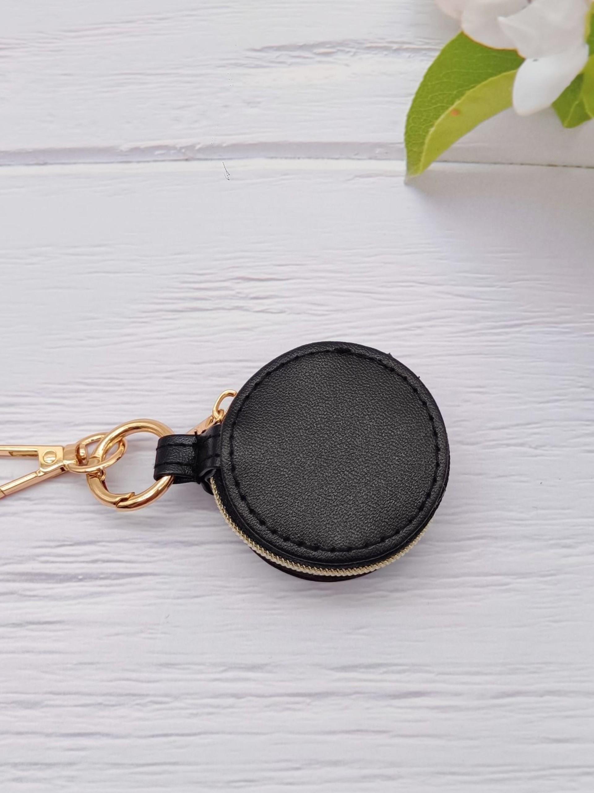 PU Leather Travel Bag Zip Keychain, Portable Mini Jewelry Box, Elegant Solid Pattern, All Seasons Accessory Organizer