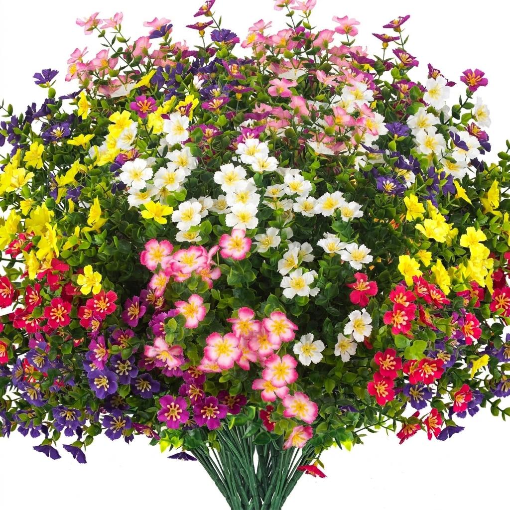 Outdoor UV Resistant Fading Realistic Fake Flowers, 12 Pieces Lifelike Garden Patio Lawn Decor Plastic Flowers, Artificial Flowers For Outside (mixed Colors) Outdoor UV Resistant Fading Realistic Fake Flowers, 12 Pieces Lifelike Garden Patio Lawn Decor Plastic Flowers, Artificial Flowers For Outside (mixed Colors)