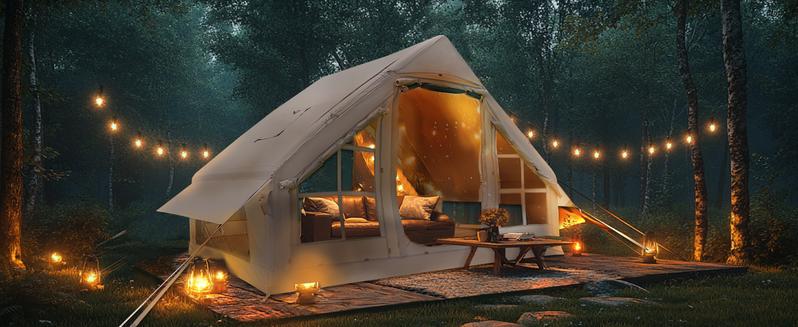 Lilypelle Inflatable Tents for Camping, Blow Up Tent with Hand Pump, Easy Setup Inflatable Hot Tent with Stove Jack, Waterproof Oxford Air Glamping Tents for Camping Adult 4-6 Person