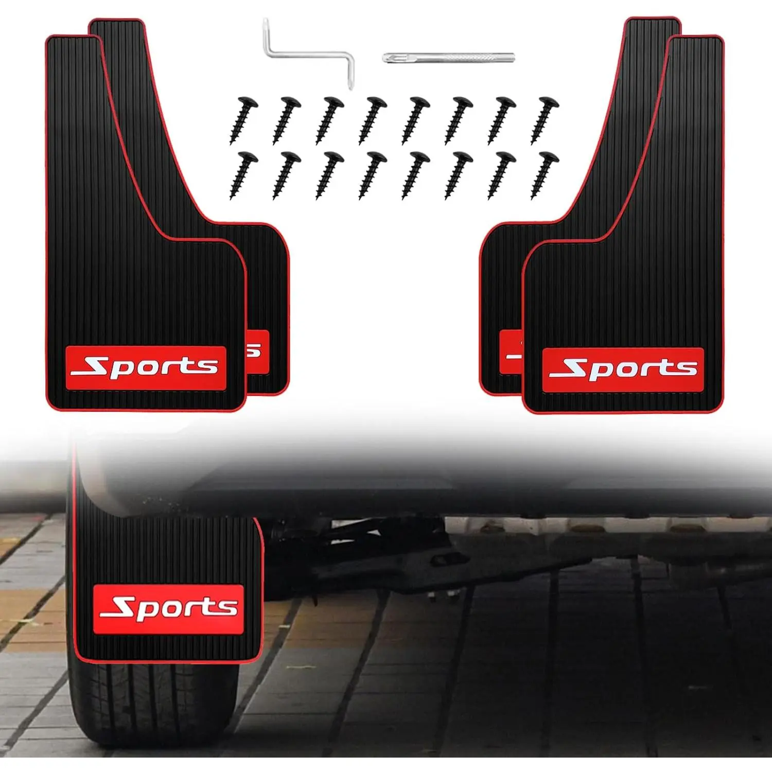 4 pcs Car Mud Flaps Universal Rubber Mudguard - Soft Material Automotive Fender - Splash Guards Rubber mud Guard Universal Pickup SUV - No Collision Universal 43cm23cm0.5cm