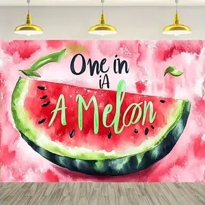 1 piece, fruit-themed backdrop banner in watermelon style "Unicorn" background fabric, suitable for birthdays, wedding parties, bridal showers, and baptism events