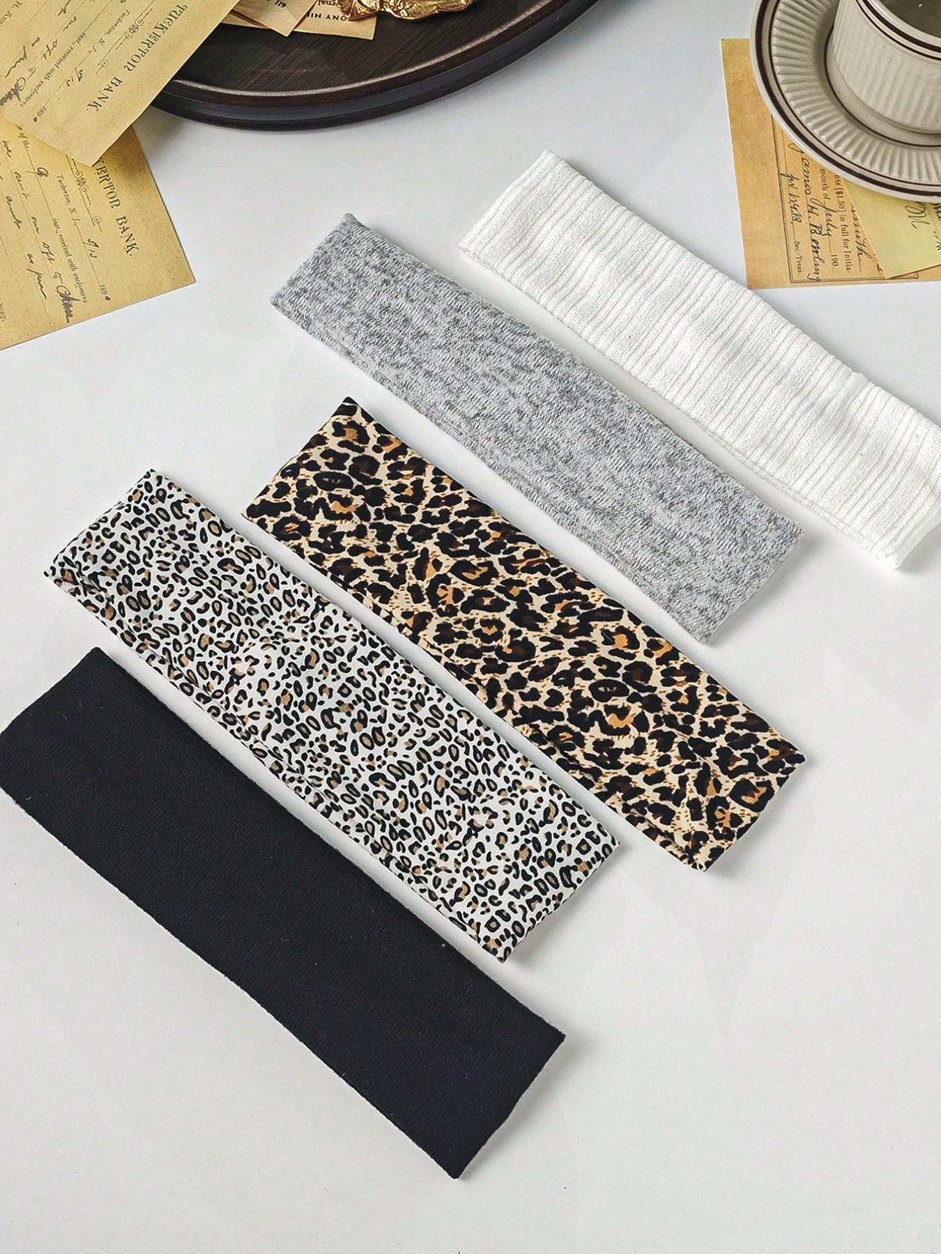 Women's Satin Leopard Print Hairband Set, Daily Wear Headscarf Sweatband, Autumn Winter Fashion Accessory, Elegant Women's Scarves, Chic Headbands