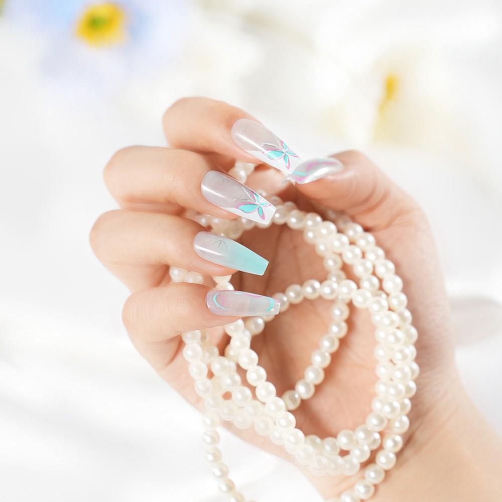 12pcs Detachable Nail Art Stickers, Innovative Butterfly Design, Gradient Color Series, Fashionable Nail Accessories, Easy to Apply