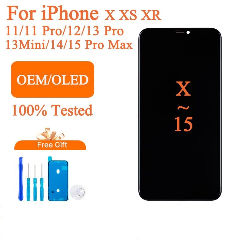 100% Excellent OLED Pantalla for iphone X XS XSMAX XR 11 12 13 14 15Promax LCD Display Touch Screen Digitizer Assembly for iPhone X XS XSMAX XR 11 12 13 14 15Promax LCD Replacement