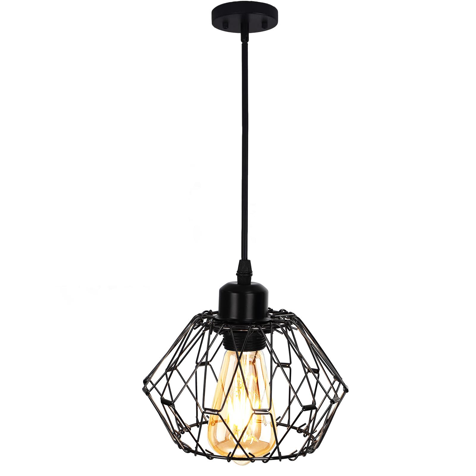 Serbasic Vintage Deformable Metal Cage Pendant Light E27 Base Adjustable Hanging Ceiling Fixture for Kitchen Living Room Dining Room Retro Industrial Style Serbasic Vintage Deformable Metal Cage Pendant Light E27 Base Adjustable Hanging Ceiling Fixture for Kitchen Living Room Dining Room Retro Industrial Style