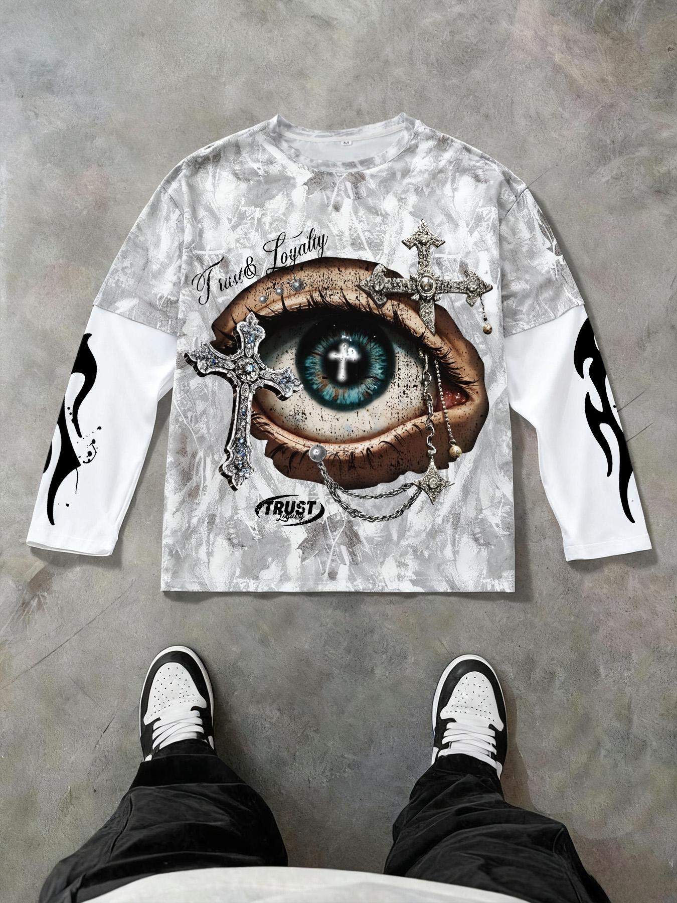 Trendy Short Sleeve & Patchwork Long Sleeve Tee Set, Street Style Fashion, Unique Layered Design, Perfect for Trendsetters