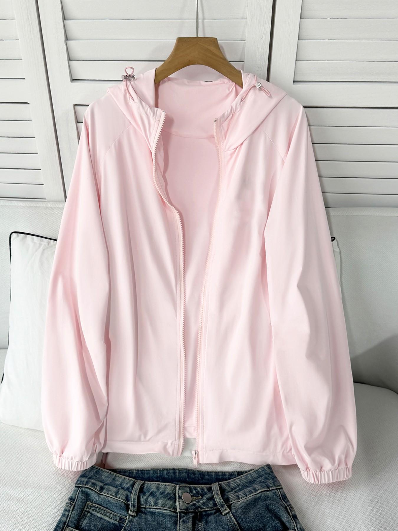 Women's Casual Hooded Zipper Sun Protection Jacket, Four Seasons Wearable Lightweight Coat, Daily, Trendy Commute Apparel