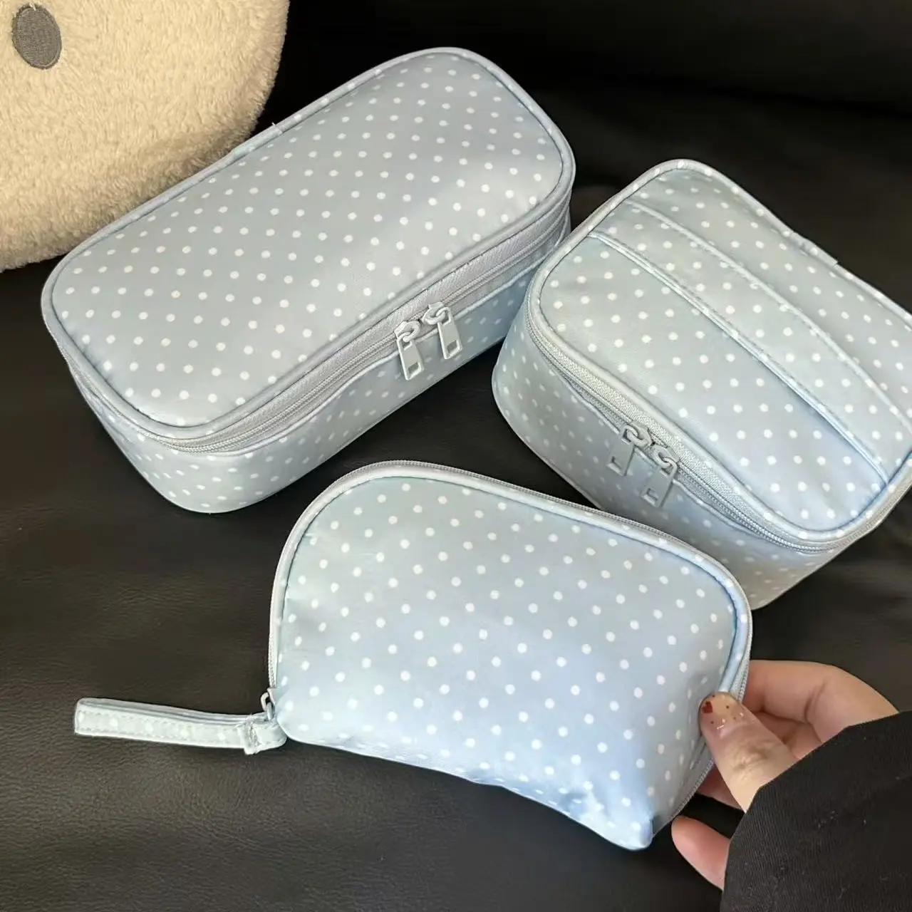 New spotted cosmetic handbag, portable partitioned mini storage pouch for lipstick and cosmetics during travel,back to school,back to school haul
