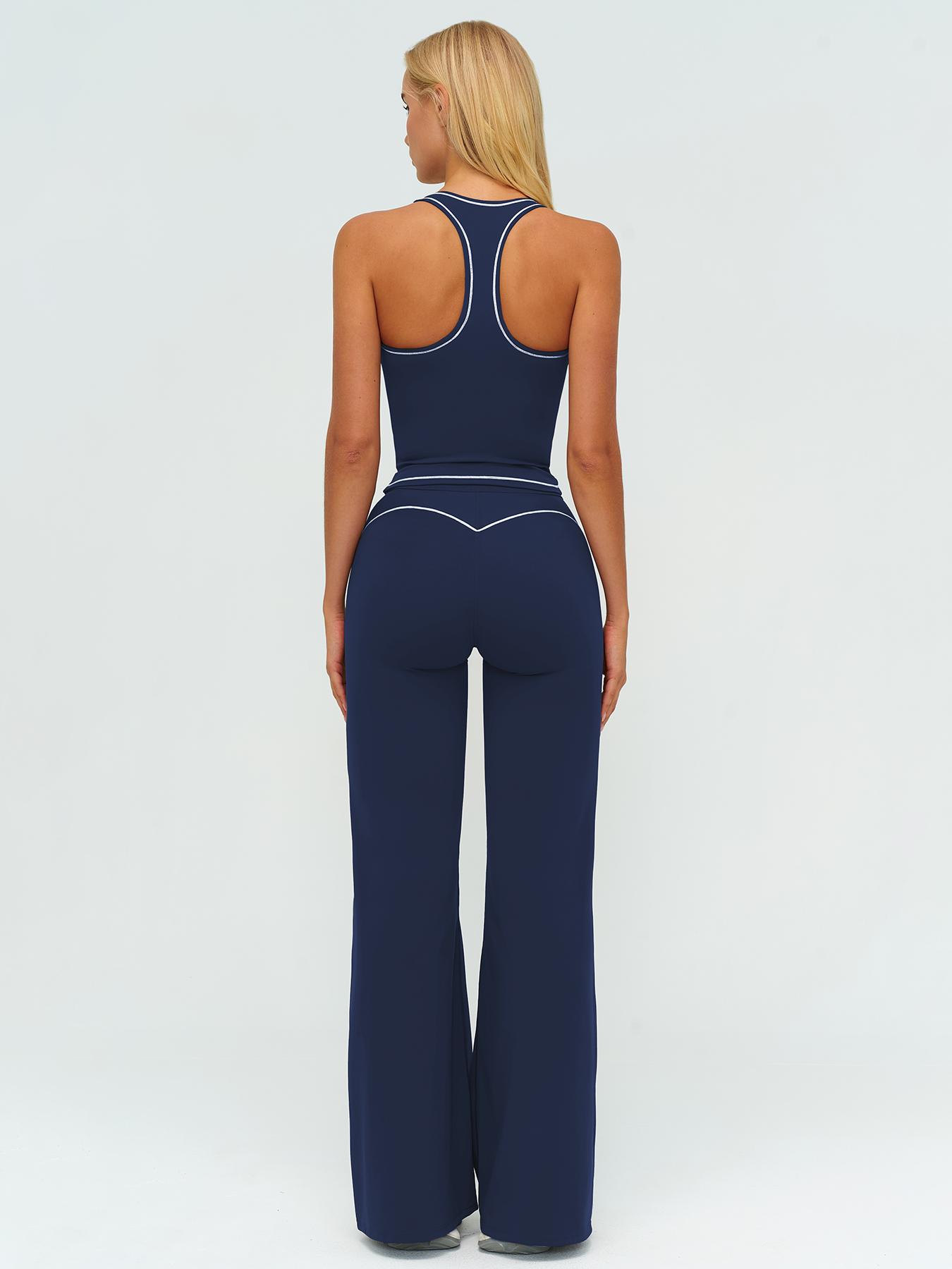 Sports Women's Quick-Dry Halter Tank Top Outdoor Yoga Tummy-Control Flared Pants Casual Active Wear for Spring and Fall