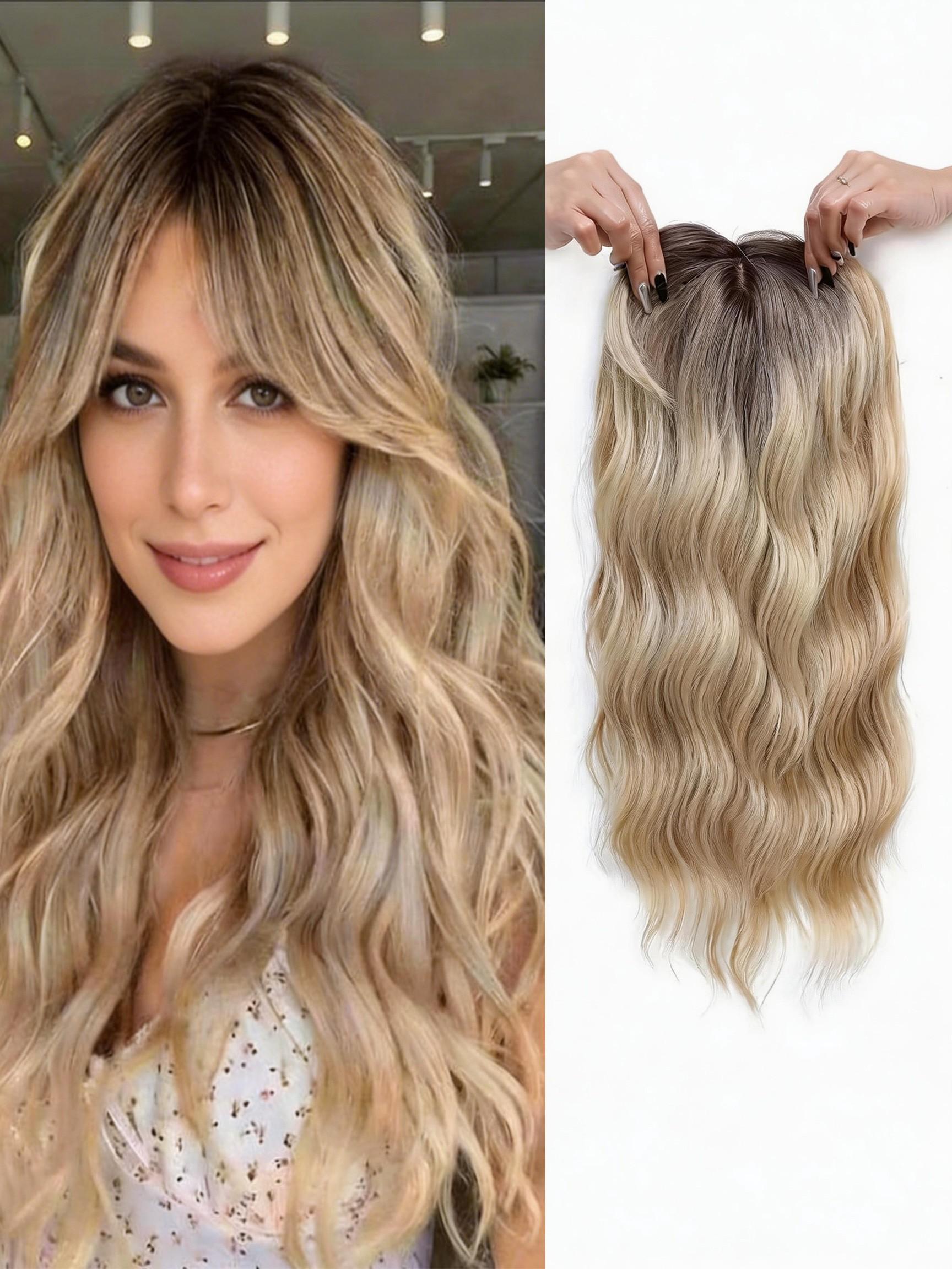 Synthetic Hair Topper with Bangs for Thinning Hair - Instant Volume Short Thin Hair Toppers for Women Real Remy Human Hair  main image 4