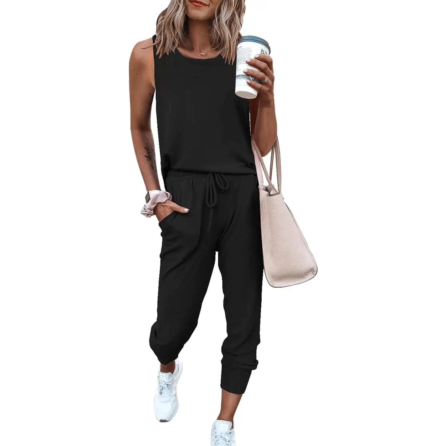 Women's Two Piece Outfit Sets Casual Summer Sleeveless Matching Lounge Wear Spring Travel Clothes Tracksuit