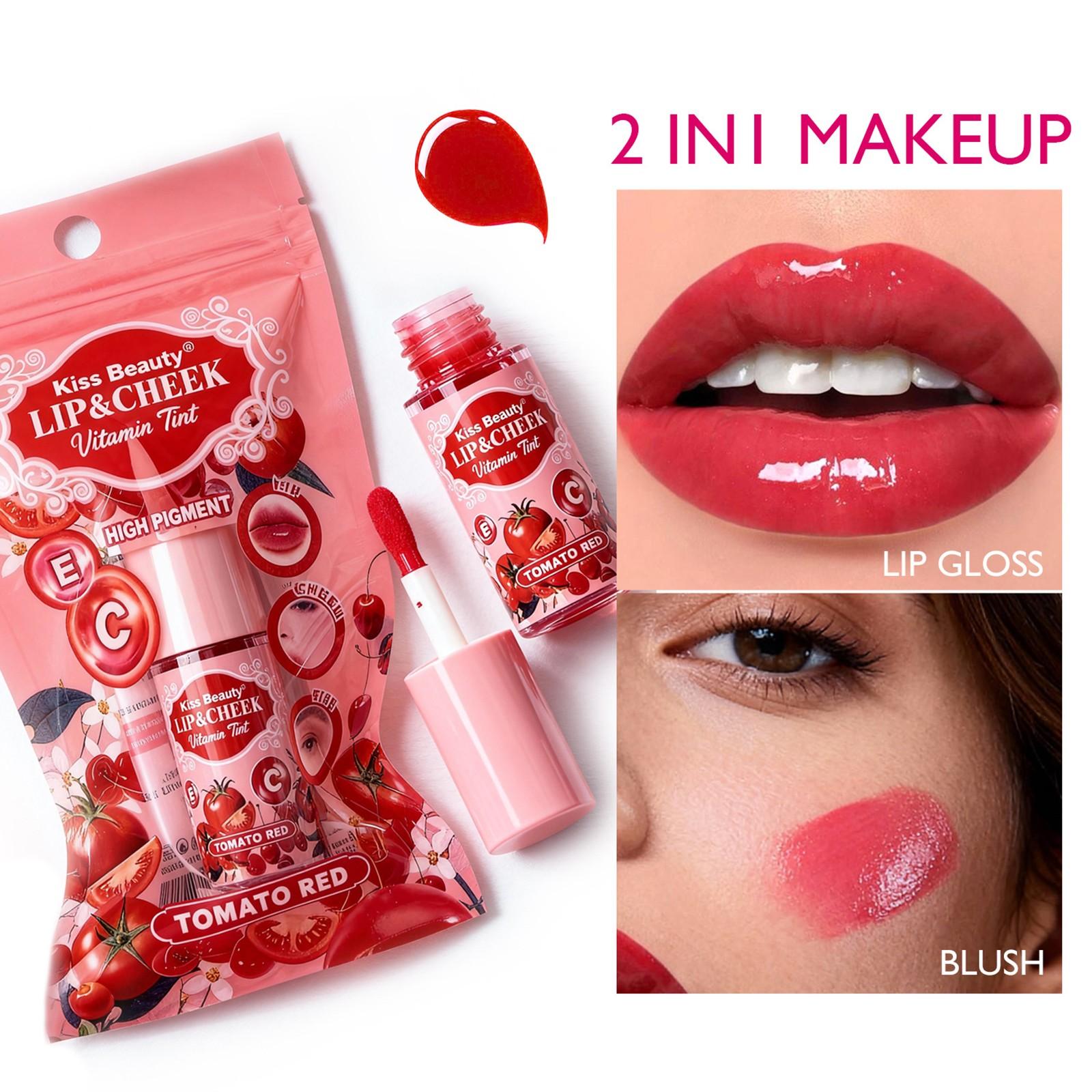 Dual-Use Lip and Cheek Color Liquid, Natural Whitening Lip Gloss, Easy Application, Perfect for Daily, Party, Fresh Makeup