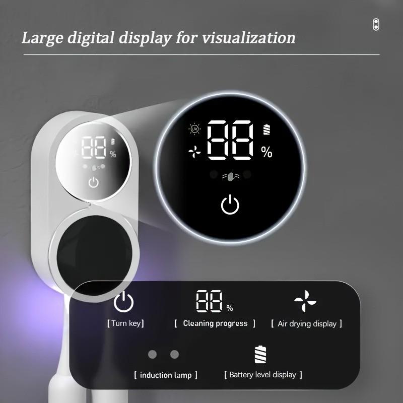 Multifunctional Toothbrush Holder, Smart Sensor Toothbrush Storage Box, Disinfecting Toothbrush Stand, Easy Installation No Drilling, USB Charging