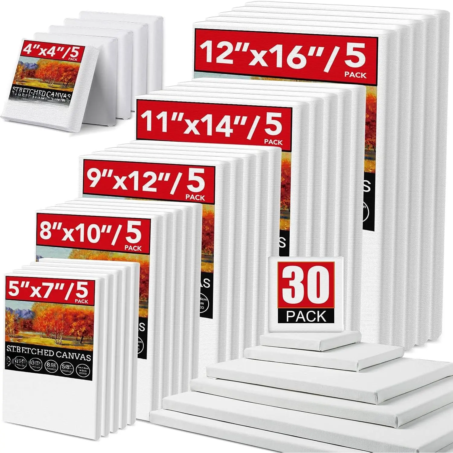30 Packs - 6Sizes(5 of Each)