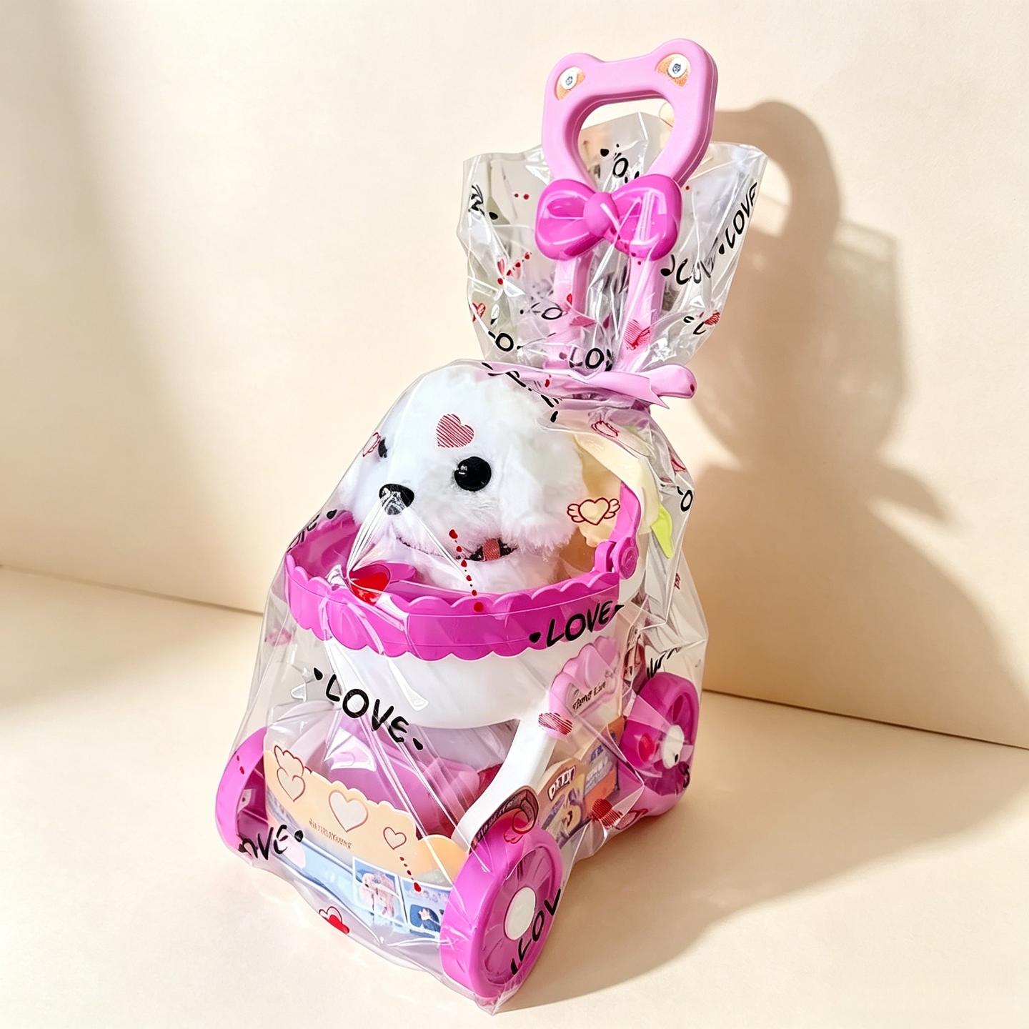 Electric Plush Dog Toy with Stroller Set Interactive Walking Barking Puppy for Kids Girls Toddlers, Soft Stuffed Pet Toy with DIY Accessories, Perfect Birthday Christmas Gift, Viral TikTok Toy for Children Pretend Play