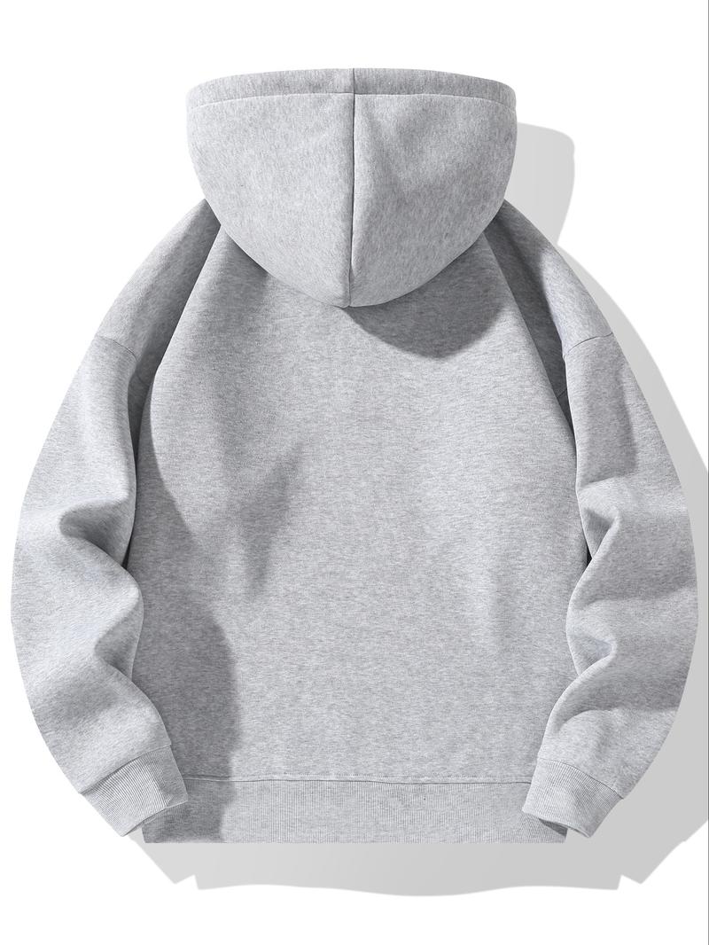 Men's Regular Fit Solid Zip Up Hoodie, Casual Long Sleeve Hooded Sweatshirt for Fall , Men's Fall Clothes for Daily Wear,&nbsp;Tops