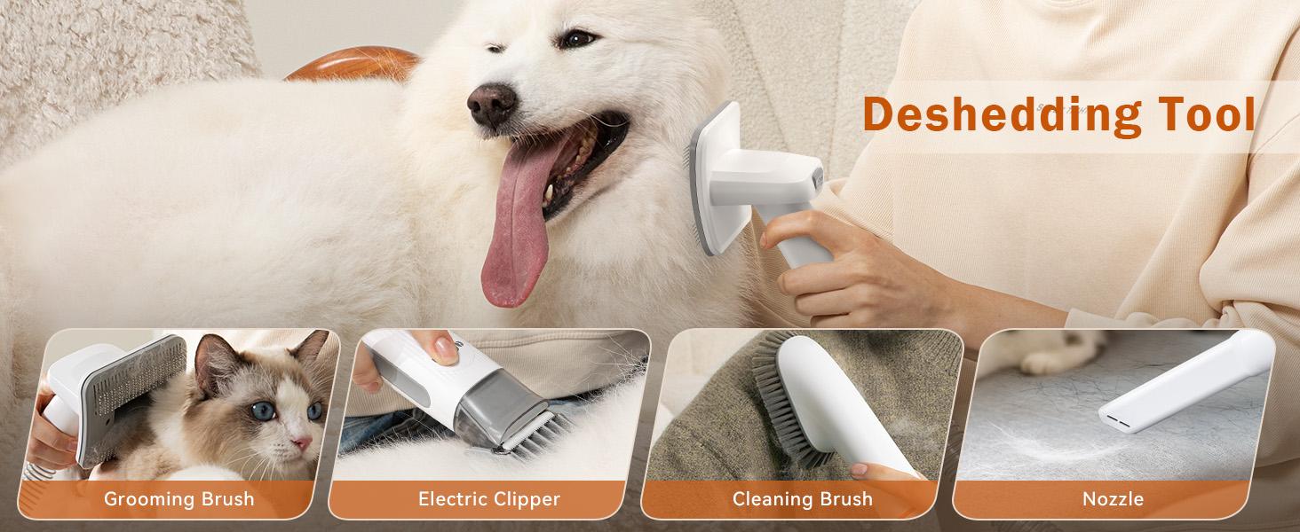 【LimitedTimeFlashSale】Afloia Dog Grooming Kit, Pet Grooming Vacuum & Dog Clippers & Dog Brush for Shedding with Vacuum Grooming Tools, Low Noise Dog Vacuum Hair Remover Pet Grooming Supplies Paw Trimmer