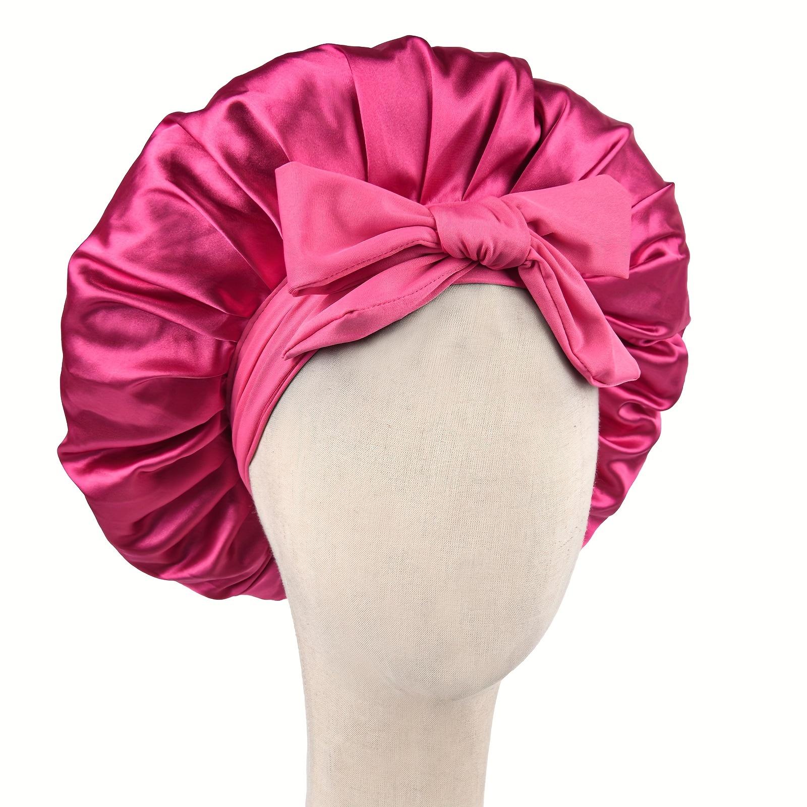 Double Layer Satin Bonnet Silk Like Texture for Sleeping Sleep Cap Hat Hair Bonnets with Elastic Tie Band for Curly Hair Nightcap Gifts for Women