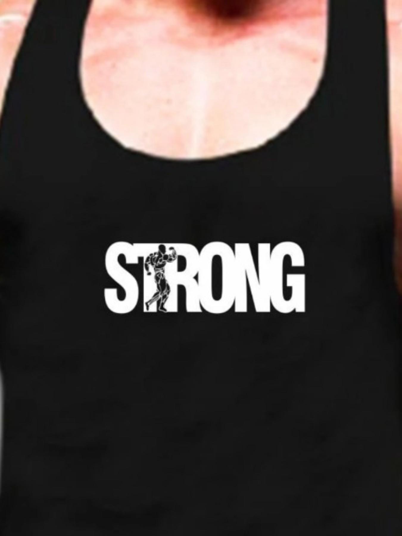 Men's Strong Weightlifting Graphic Tank Top, Sporty Loose-Fit Sleeveless Workout Shirt, Muscle Building Fitness Apparel for All Seasons