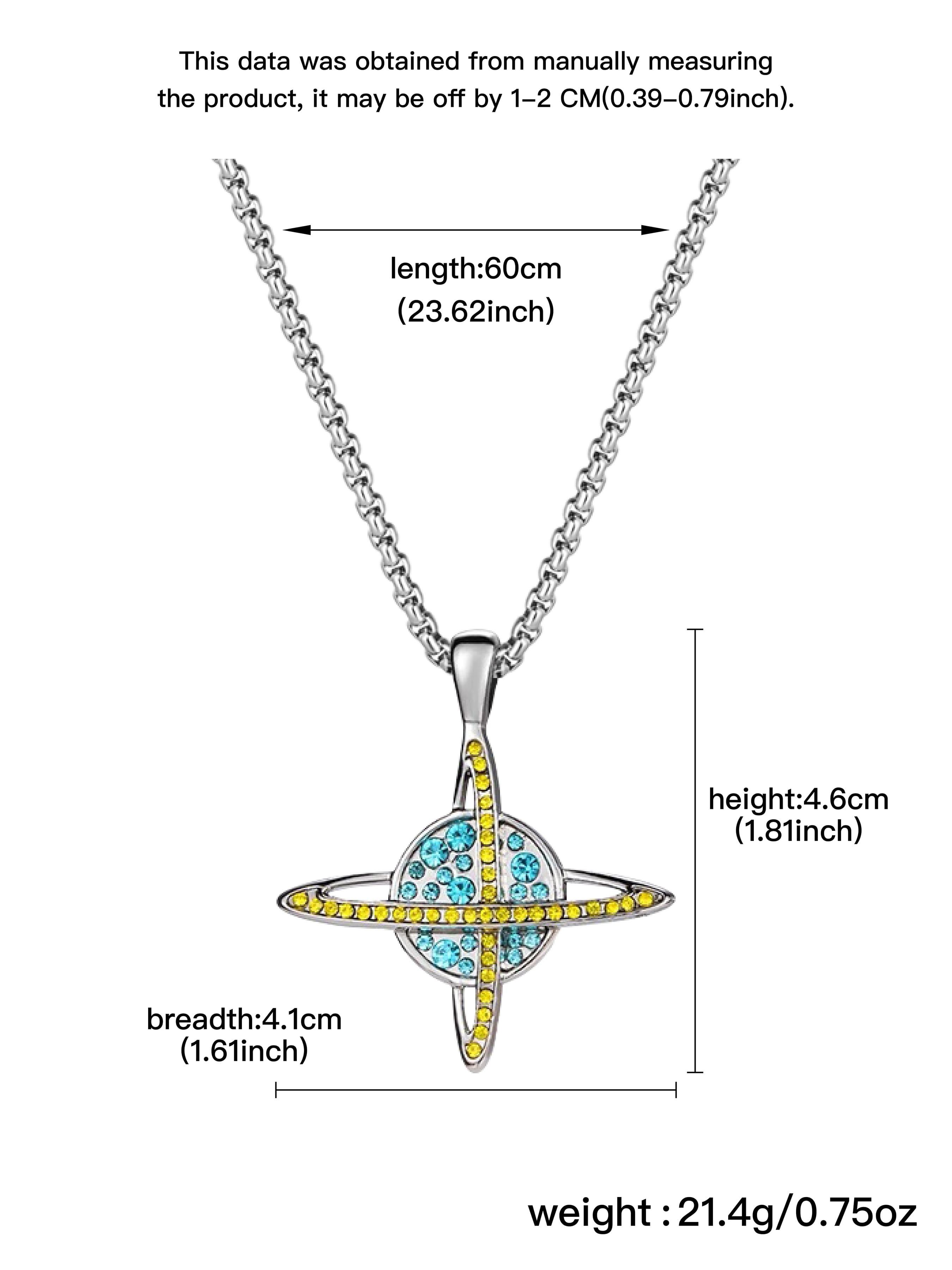 Trendy Hip Hop Universe Planet Pendant Necklace, Jewel Necklace, Unisex Zirconia Decorated Chain, Fashion Accessory for Any Occasion, Perfect Gift