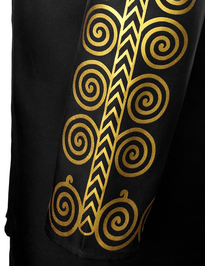 ZEROYAA Men's Africa Suit Long Sleeve Button Down Bronzing Print Shirt and Pants Outfit Traditional 2 Piece Set Clothes Graphic sets for men clothing men's 2 piece set Stylish Breathable