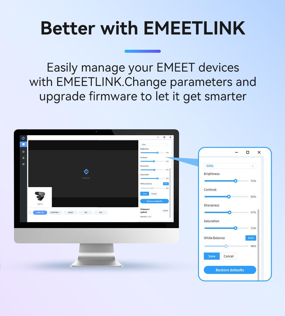 EMEET C60E 4K Ultra HD Webcam with Auto Focus 73° FOV for PC Gaming Switch2 Computer Camera 4K@30fps 1080P@60fps Fast AutoFocus Auto Light Correction Plug & Play with Privacy Cover for Streaming Working Gaming, TikTokShopBlackFriday