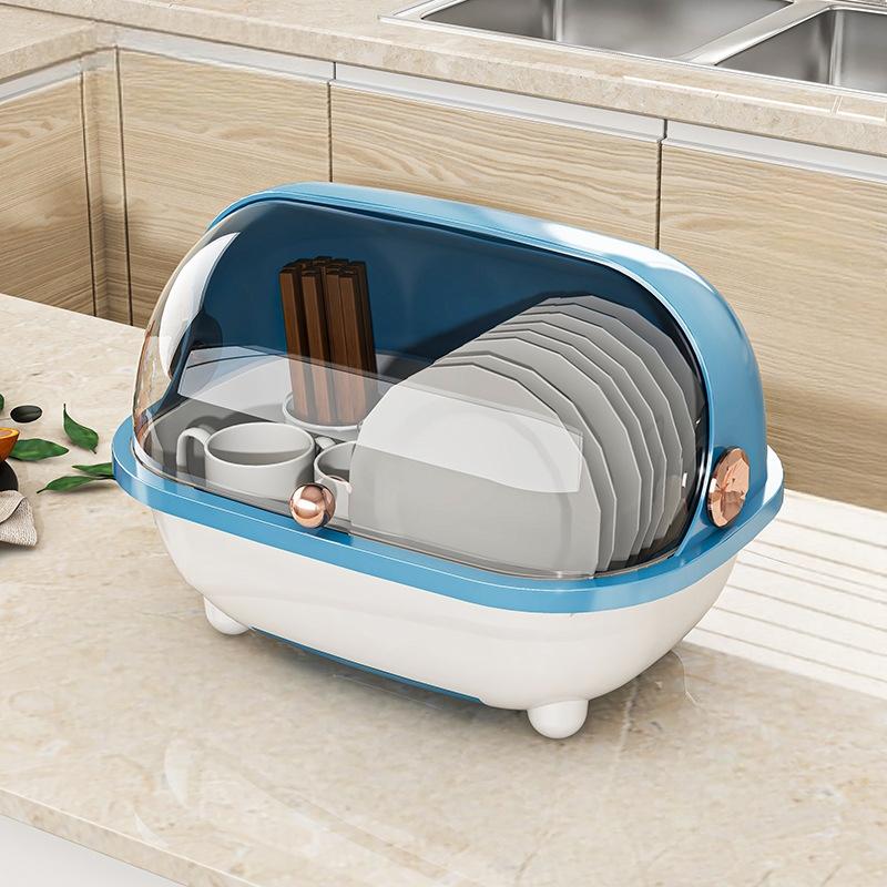 Baby Bottle Storage Box with Lid Drain Rack Countertop Organizer Removable Drying Tray Newborn Nursery