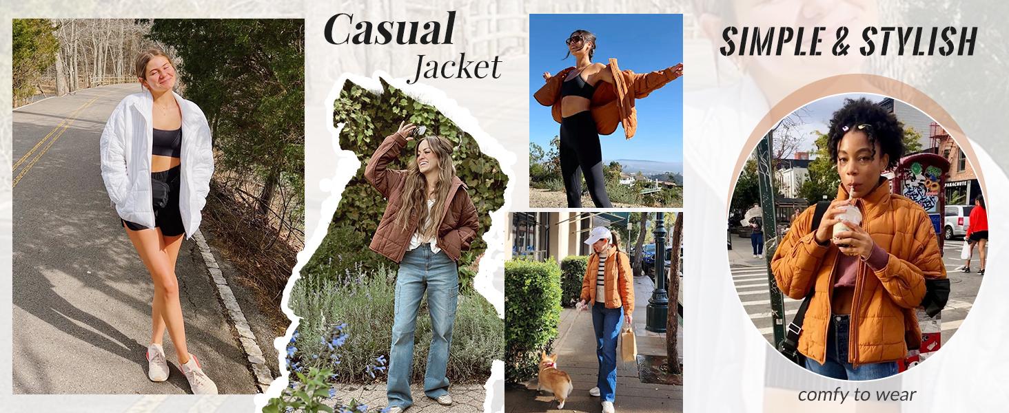 Design detail of Women's Long-Sleeve Puffer Jacket with a stand collar