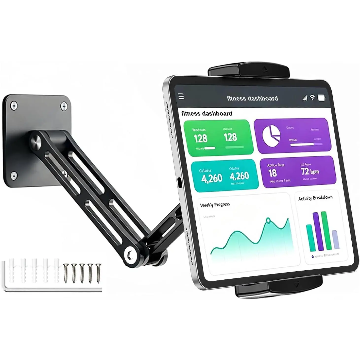 ipad Wall Mount Holder, Heavy  Aluminium Extendable Tablet Wall Mount
