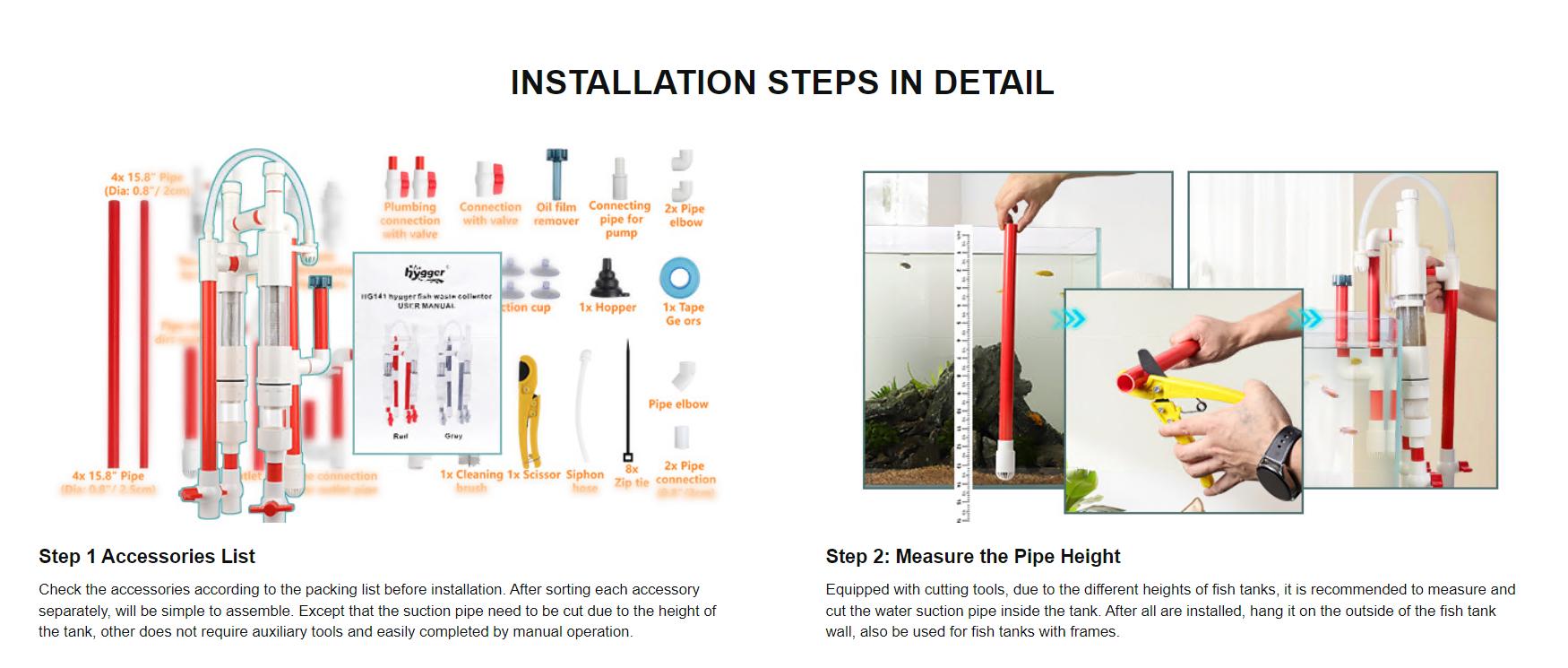 hygger Aquarium Fish Waste Collector, Aquarium Filter Accessory, External Hanging DIY Aquarium  Pipe Filter with Fish Impurity Separator Collection Box, Fish Tank Siphon Filtration System