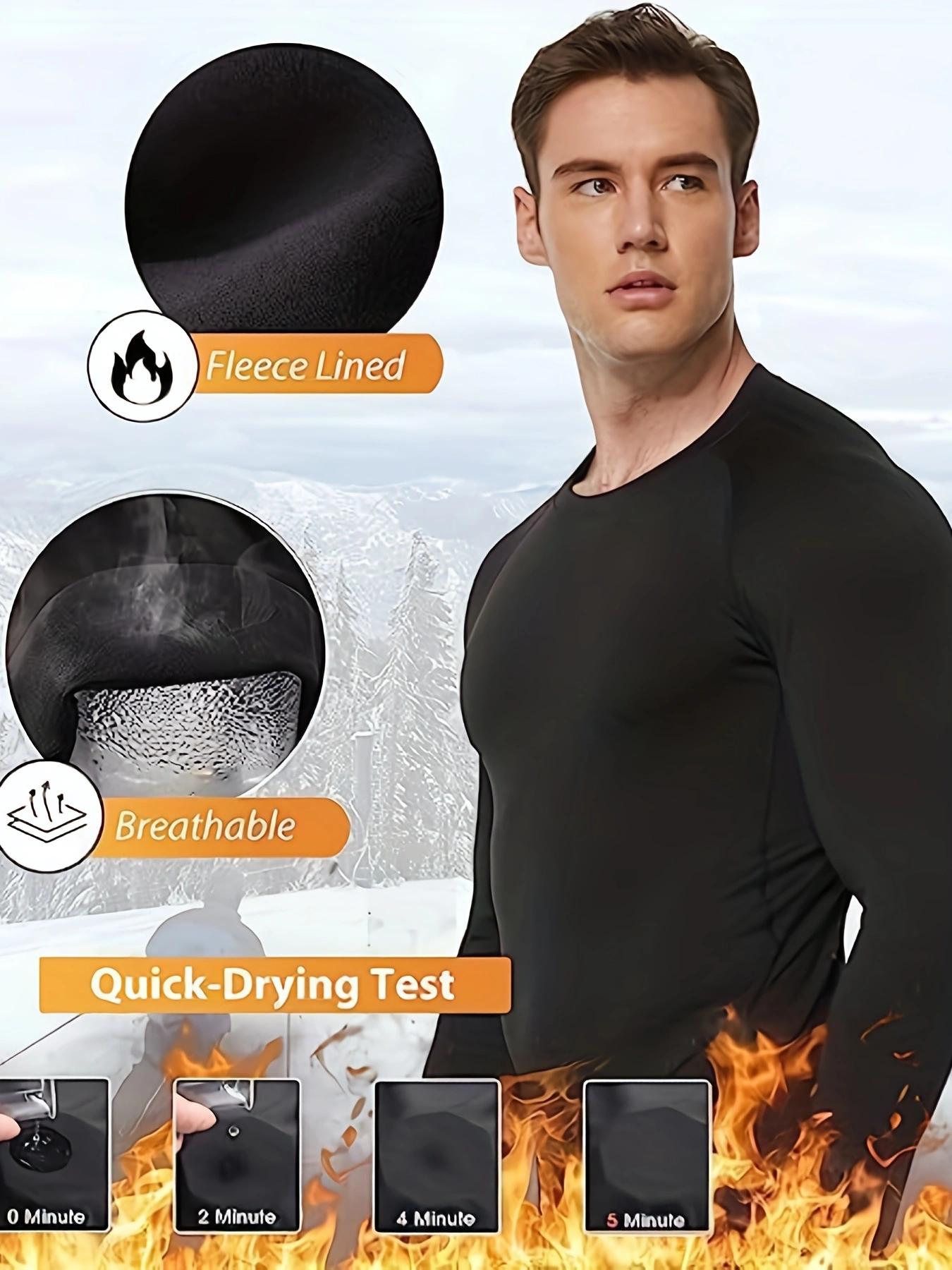 1 Pack Men's Thermal Compression Shirt Fleece Lined Long Sleeve Athletic Base Layer Cold Weather Gear Workout Top