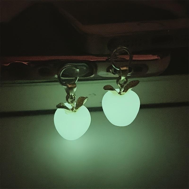 2 Pcs、3 Pcs、1 Pcs Glowing Apple-shaped Phone Dust Cap - Acrylic, Glow-in-the-Dark Design, Gold Leaf Details, Elegance Phone Accessory, Dust Protection, Phone Dust Cover | Gold Leaf Accents | Acrylic Phone Charm