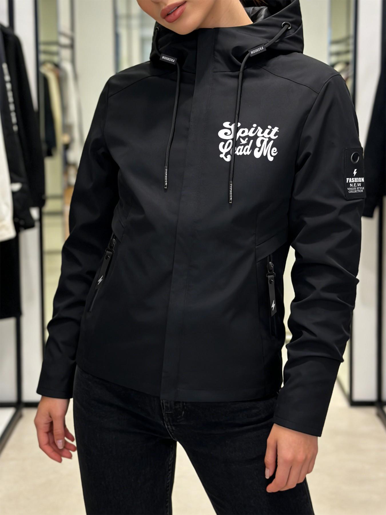 Women's Hooded Windbreaker Jacket Cute Spirit Lead Me Inspirational Letter Print Jacket Two Color Options Hooded Loose All Season Wear Jacket For Daily Commute Outdoor Hiking Clothing Comfortable Breathable Machine Washable Plus Size