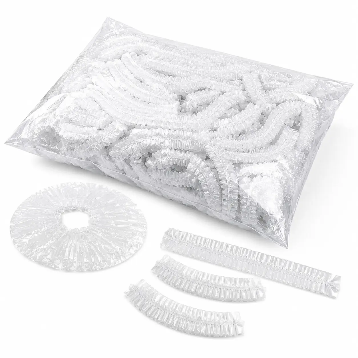 100-Pack Premium Thickened Disposable Shower Caps – Waterproof, Leak-Resistant Hair Covers for Home Use, Hotels, Spas, Salons, Hair Coloring, Deep Conditioning, and Oil Treatments – Soft, Stretchy & Secure Fit