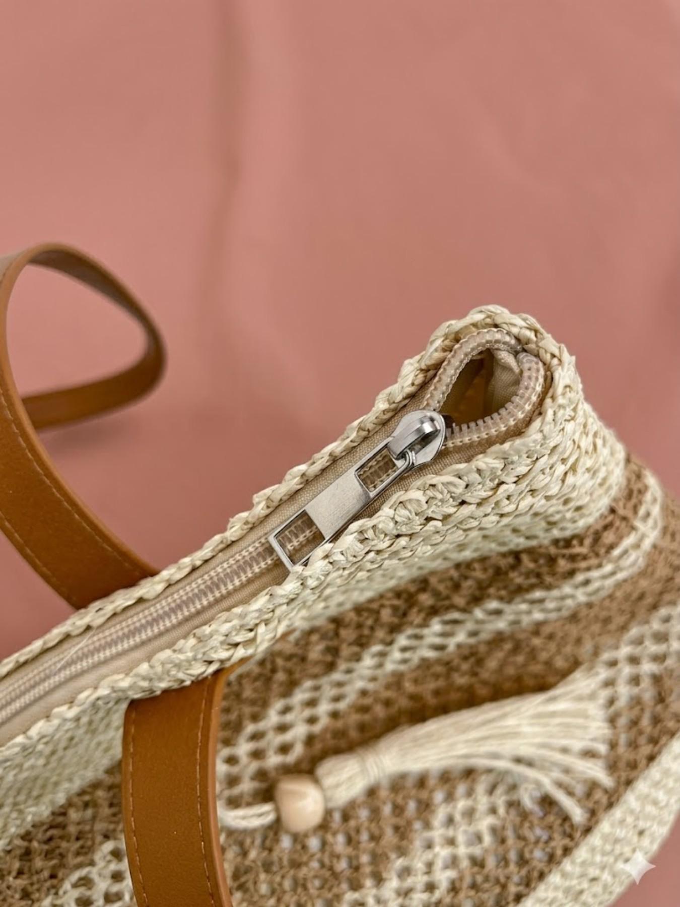 Vintage Tassel Woven Tote Bag 2026 | Boho Chic Hollow Out Straw Shoulder Bag | Large Capacity Crochet Beach Vacation Purse | Minimalist Aesthetic Summer Handbag for Women