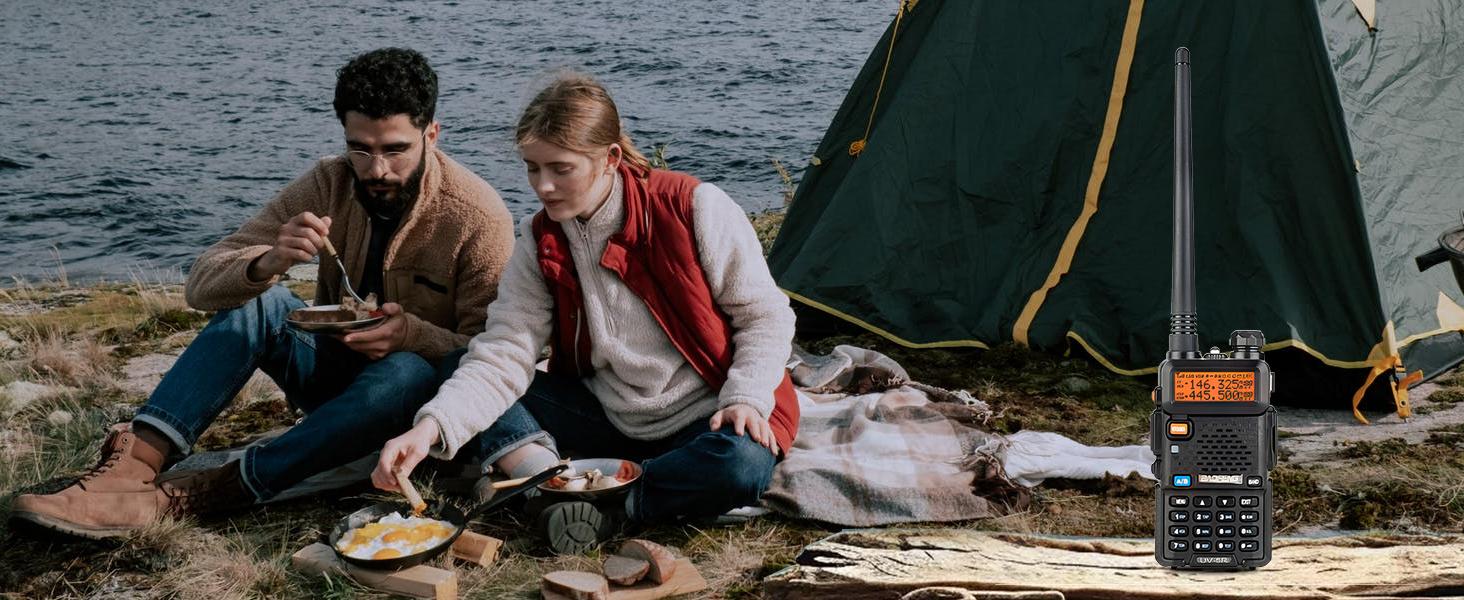 BAOFENG UV-5R Ham Radio 5W Dual Band Walkie Talkie with 1.11" LCD Display & 1-LED Flashlight for Outdoor Camping Hiking Fishing Road Trip - Audio Travel Gadgets