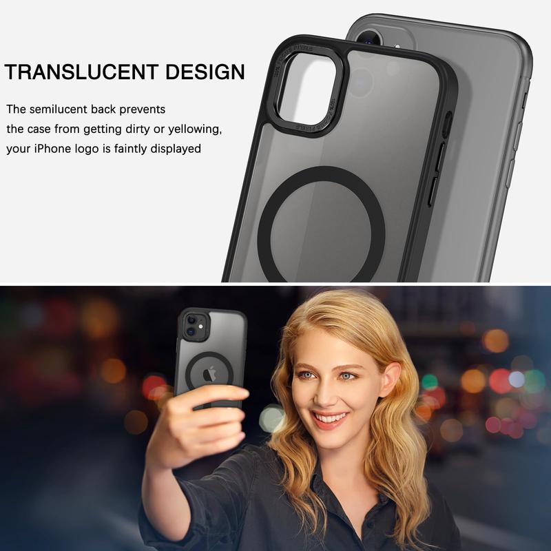 iPhone 11 Phone Case, Phone case for iPhone 11 Magnetic Case [Compatible with Mag Safe] Translucent Matte Slim Shockproof Anti-Fingerprint Protective Cover for iPhone 11 6.1’’ Black