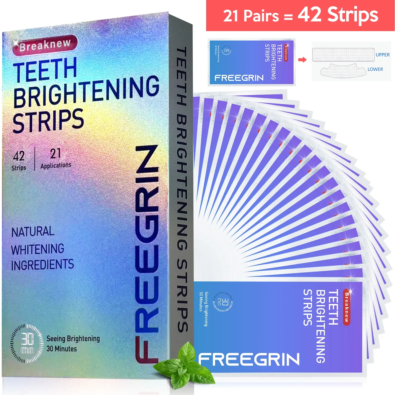 Teeth Whitening Stickers, 7/14/21 Pairs Gel Strips, Tooth Brightening Strips, Stain Removal & Oral Hygiene Care, Dental Bleaching Tool, Teeth Whitener, Mint Flavor, Fresh Breath Gift