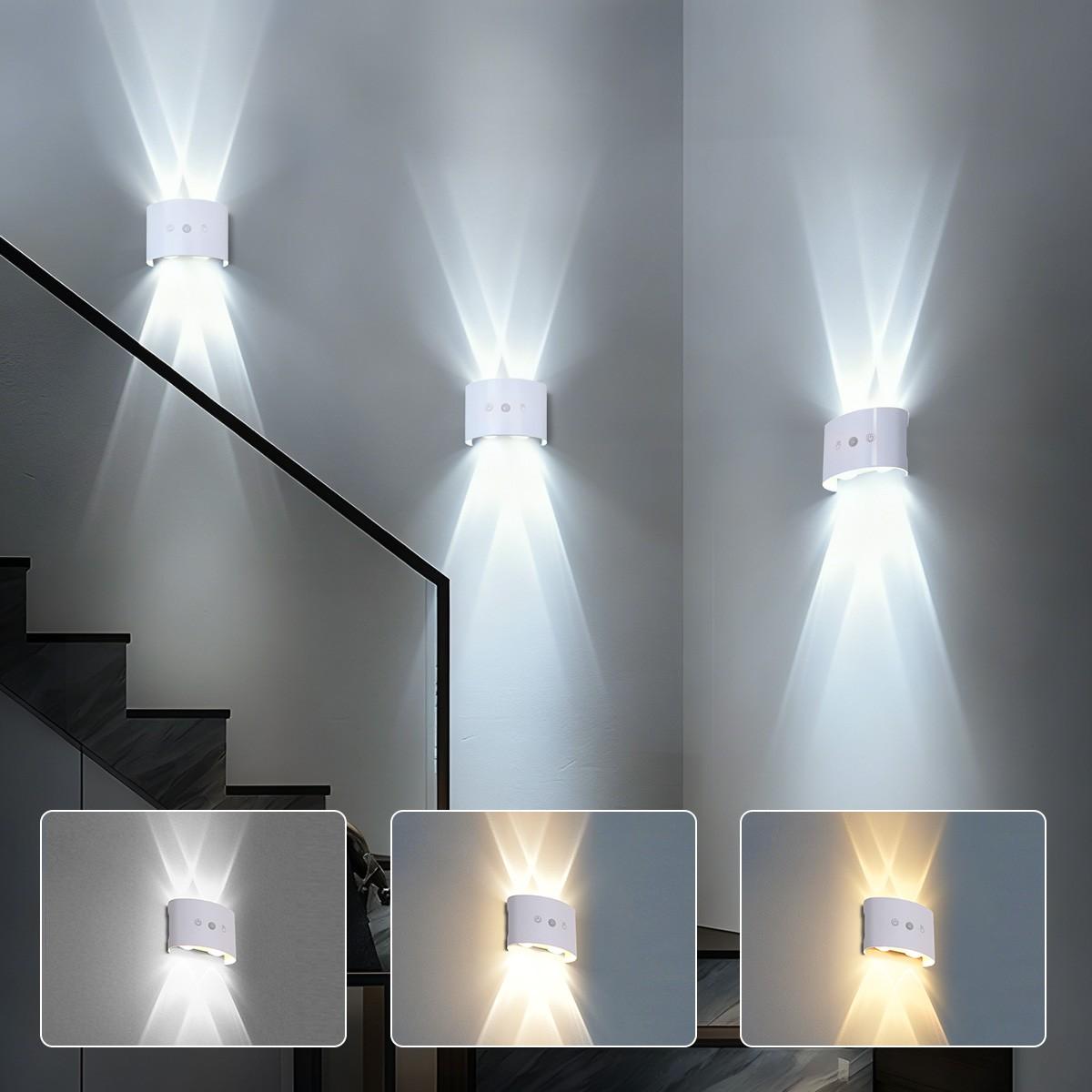 USB Rechargeable Motion Sensor Night Light, Touch Control, Adjustable 3 Color LED Step Lamp, Wall Mounted Wireless LED Night Light