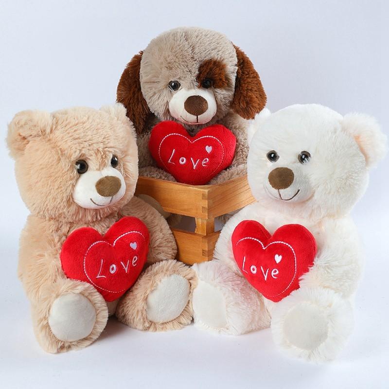 Love Teddy Bear with Heart, Soft Adorable Stuffed Plush Bear Doll Animal Toy, Perfect Gift for Her Girlfriend Mom Kids, Unisex Present