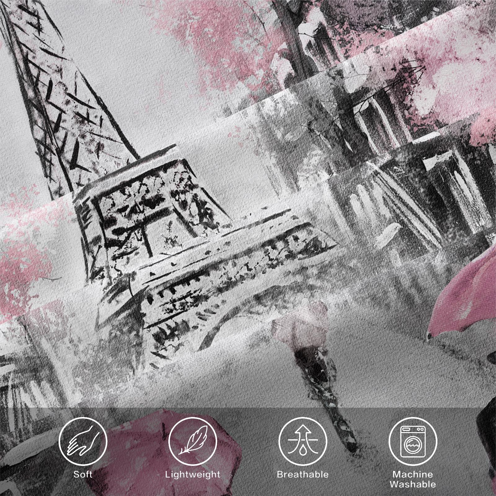 Paris Tower Print Bed Sheet Set, Comfortable Printed Pattern, Includes 1 Fitted Sheet & 2 Pillowcases, Anti-Slip Dustproof Cover