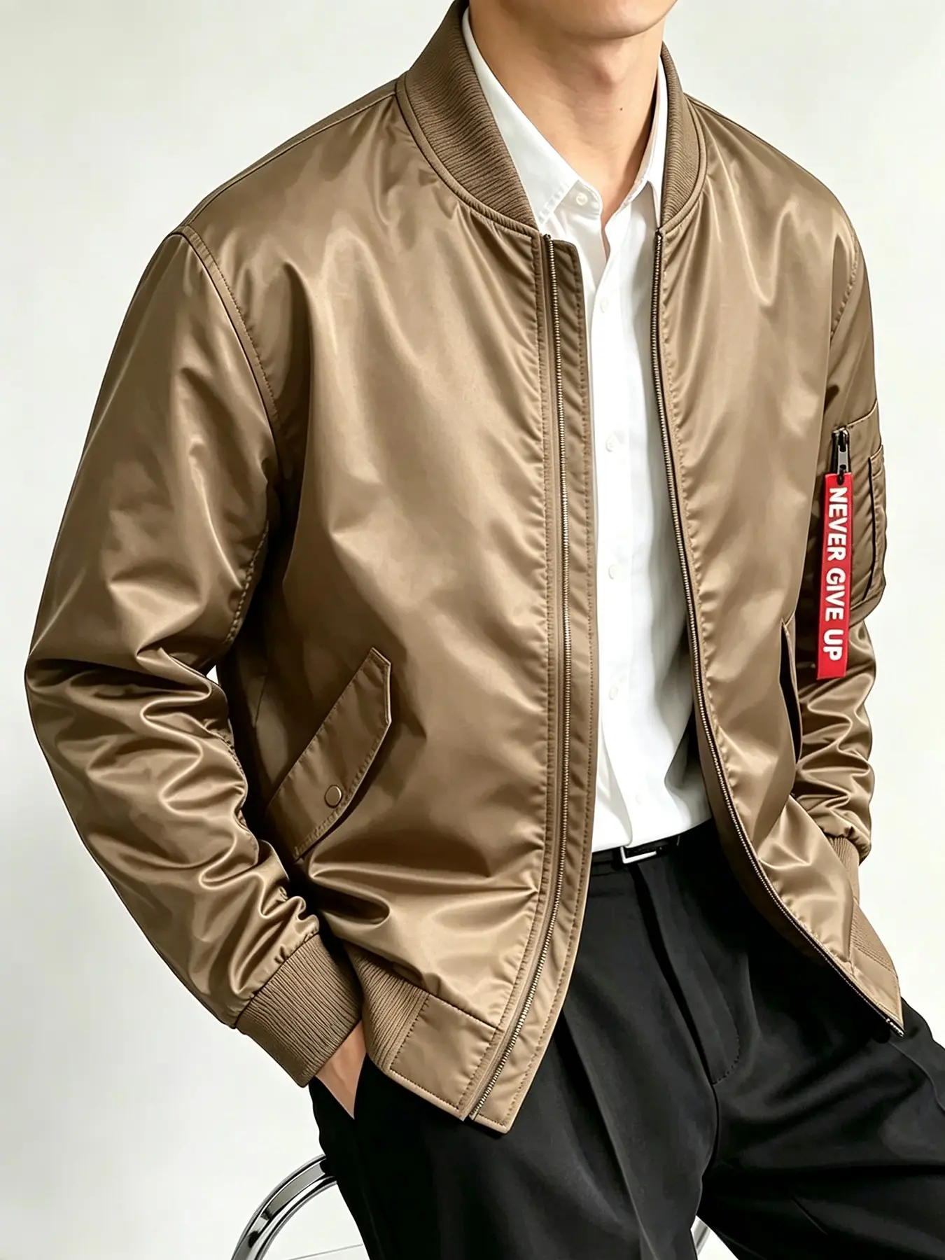 Men's Fashionable Casual Pilot Jacket, Comfortable Outdoor Dining Coat, Stylish and Mature Design, Perfect for Gatherings