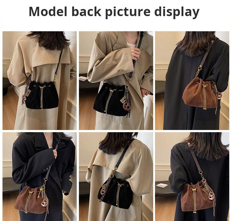 Women's Vintage Crossbody Bag - Bucket Purse with Adjustable Strap, Drawstring Closure, Coffee Brown/Black - Handheld Shoulder Bag for Everyday, Formal, Special Events - Durable Women's Purse, Crossbody Purse, Evening Event Accessory