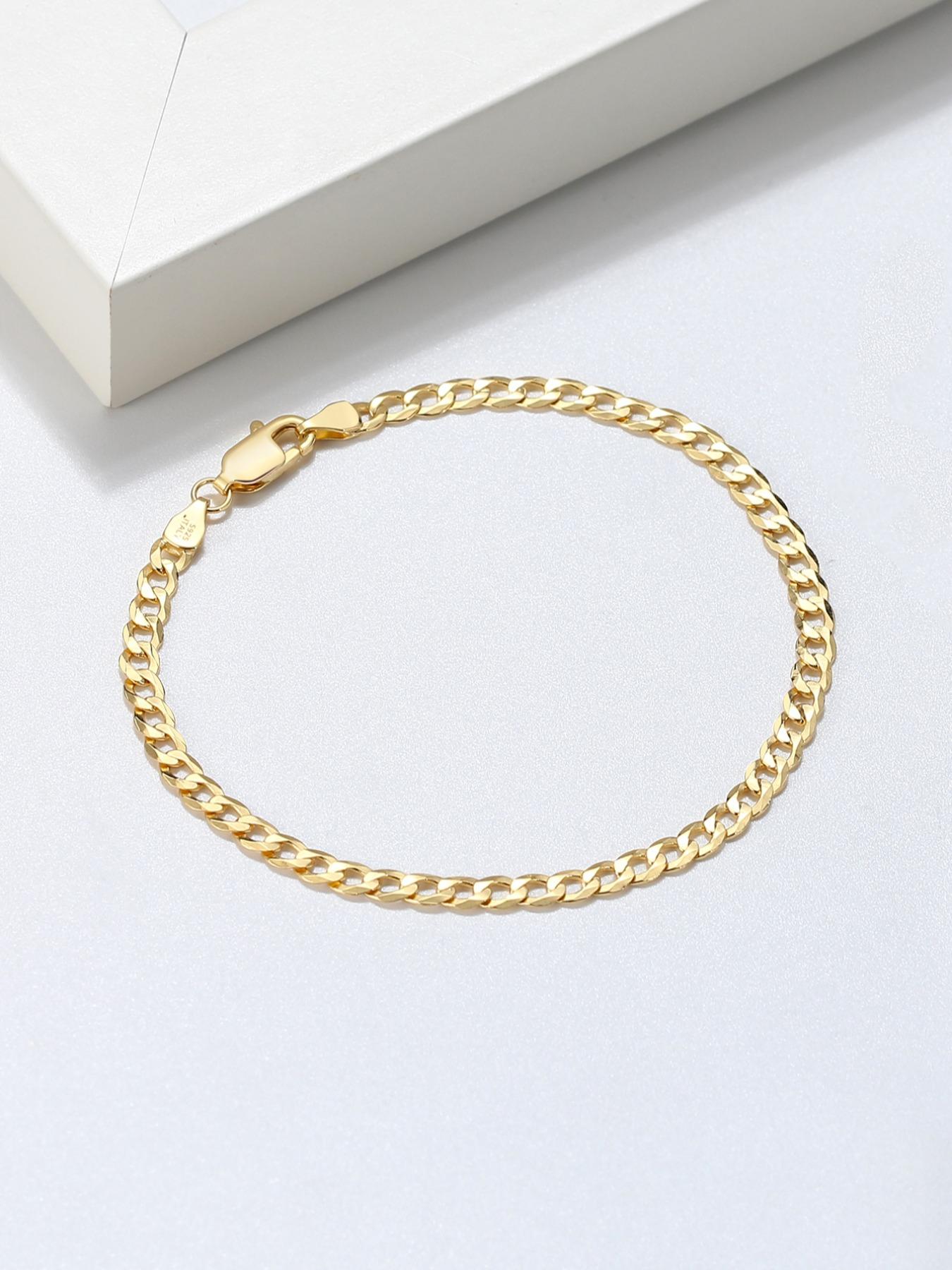 S925 Sterling Silver Classic Cuban Curb Chain Bracelet, Cuban Bracelets, Fashionable Jewelry for Women & Men, Trendy All-match & Exquisite Jewelry for Birthday Gift