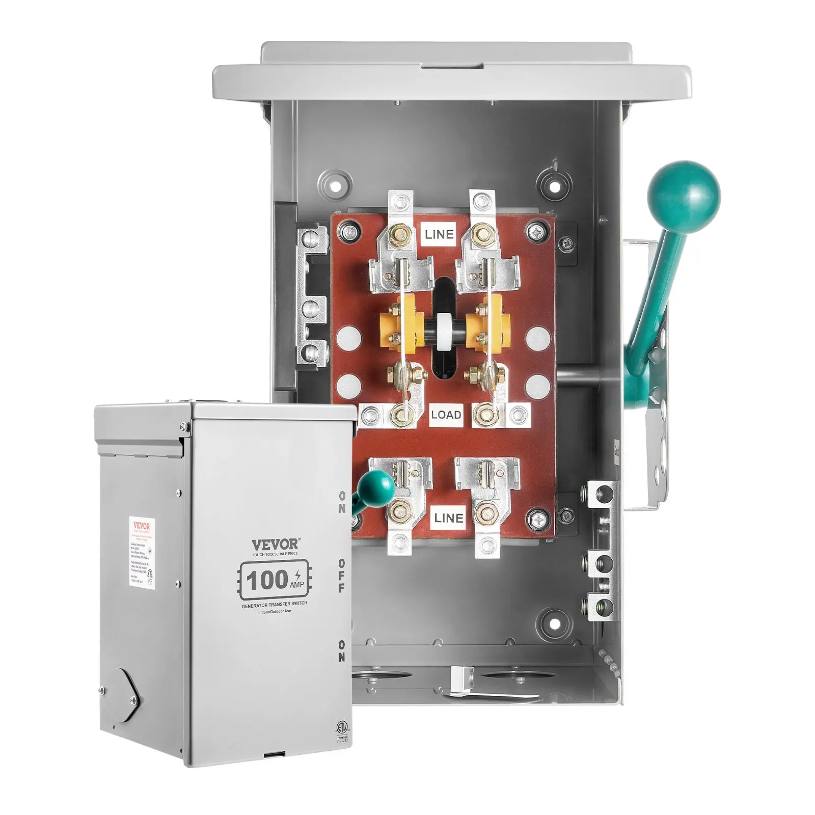 VEVOR 100A Generator Transfer Switch, 24000W Manual Transfer Switch, Heavy Duty Double-Throw Power Transfer Switch 120/240V, Meeting NEMA 3R Standards, for Outdoor, Indoor, and Portable Generator