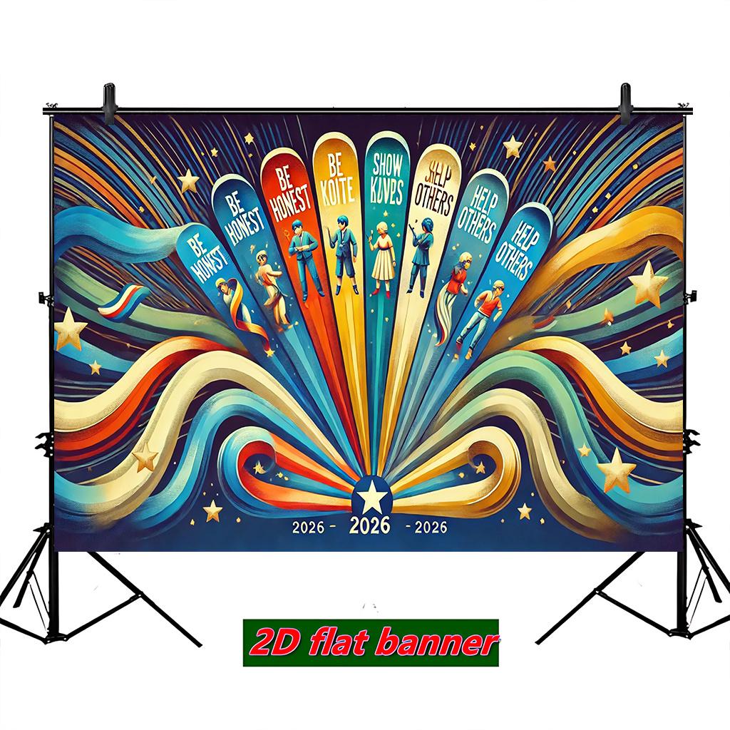 2D Flat - 1pc 2D Flat Banner | Honesty Kindness Future, Durable Polyester Photographic Hanging Cloth, Suitable for Event Decorations at Family Gatherings, Birthday Parties, Weddings, Anniversaries, Graduations, and More (No Electricity Required)