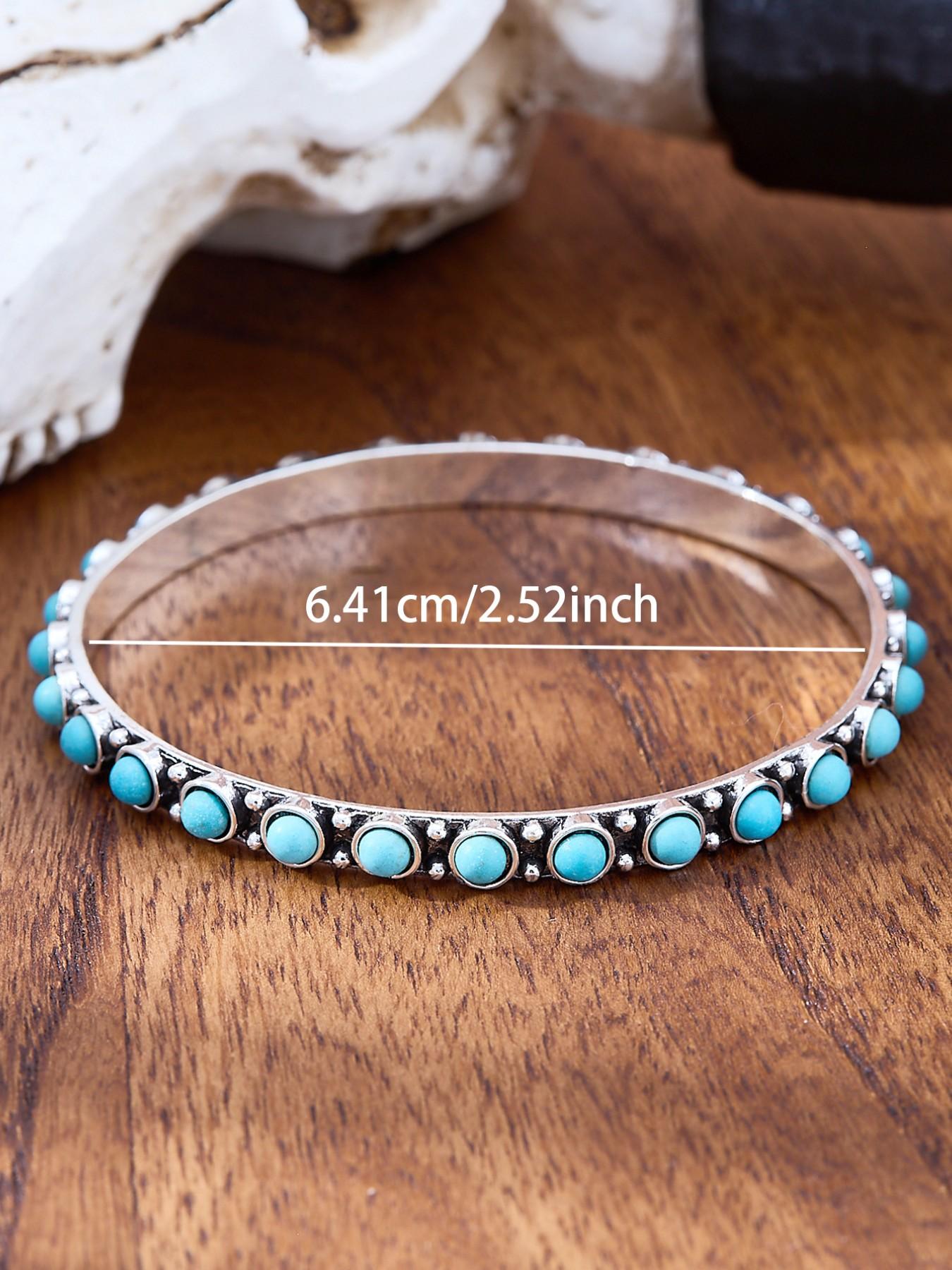 Adjustable Turquoise Decorative Cuff Bracelet for Women, Western Cowgirl Jewelry, Blue Turquoise Jewelry, 1pc Sleeveless Handband